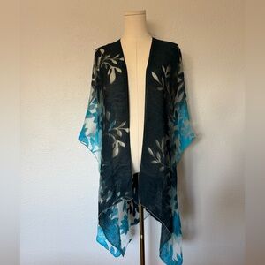 NWT Spain in America Velvet Burnout Kimono Jacket Blue Combo One Size